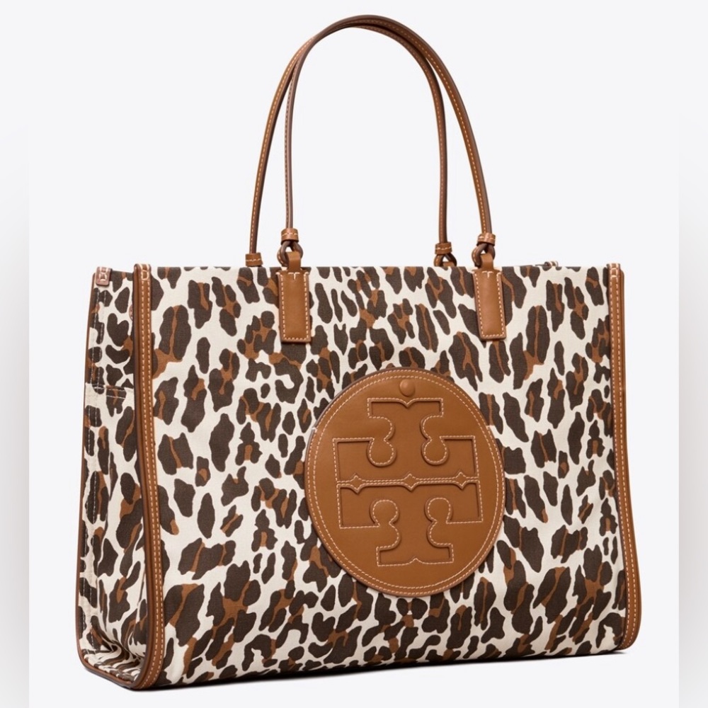 NWT TORY BURCH ELLA LEOPARD CANVAS TOTE BAG